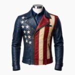 USA Flag Military Style Cosplay Leather Jacket