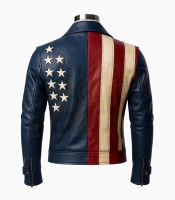 USA Flag Military Style Cosplay Leather Jacket