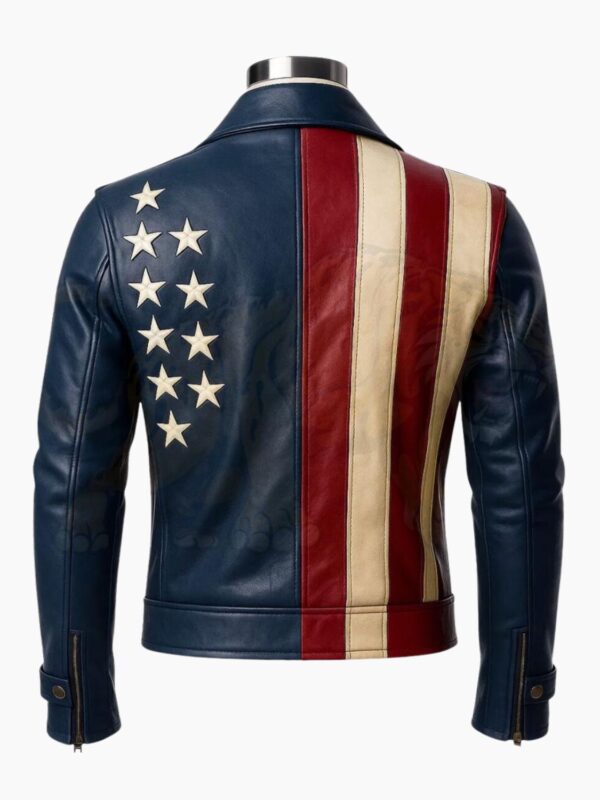 USA Flag Military Style Cosplay Leather Jacket