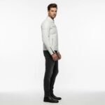USA Flag Patch White Leather Biker Jacket
