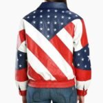 Womens American Flag Moto Leather Biker Jacket