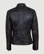 Women's Vintage Biker Black Leather Jacket