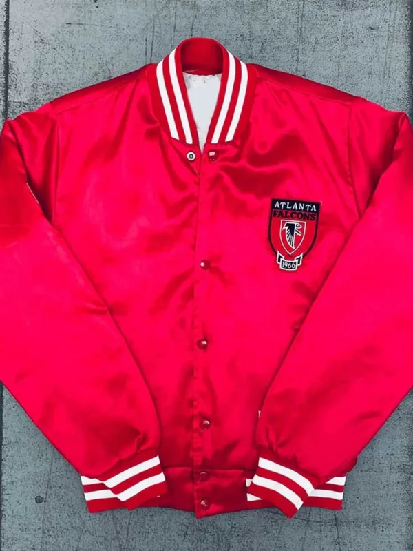 1990s Atlanta Falcons Red Satin Bomber Jacket