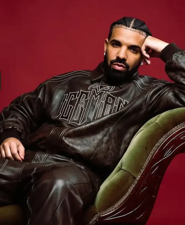 2026 Drake Iceman Brown Leather Jacket