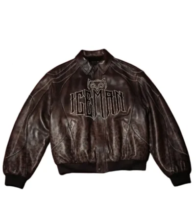 2026 Drake Iceman Brown Leather Jacket