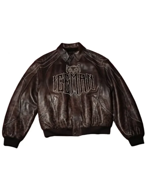 2026 Drake Iceman Brown Leather Jacket