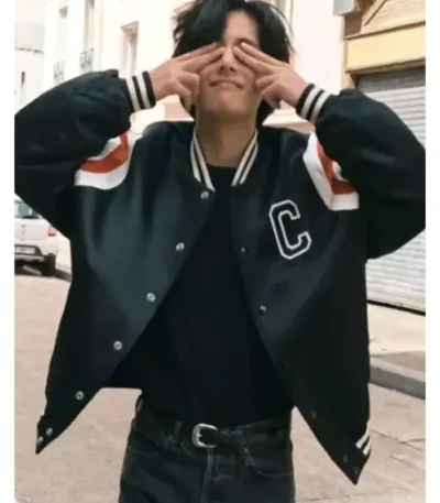 2026 Kim Tae Hyung Black Varsity Jacket