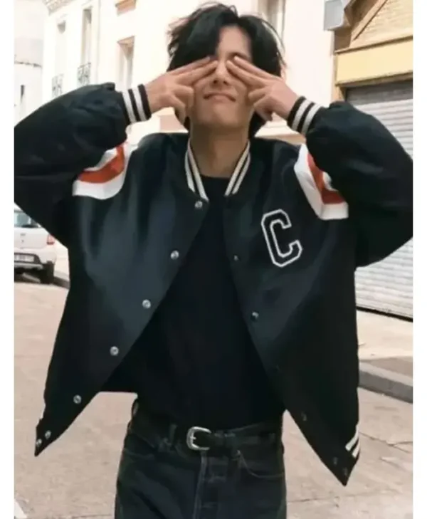 2026 Kim Tae Hyung Black Varsity Jacket