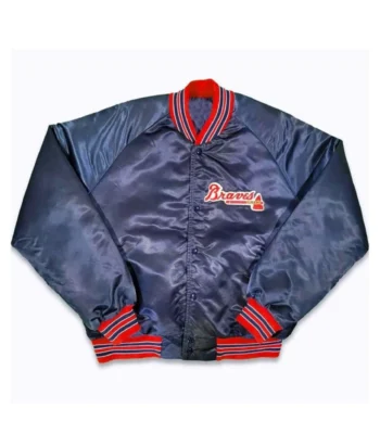 80’s Atlanta Braves Navy Bomber Satin Jacket