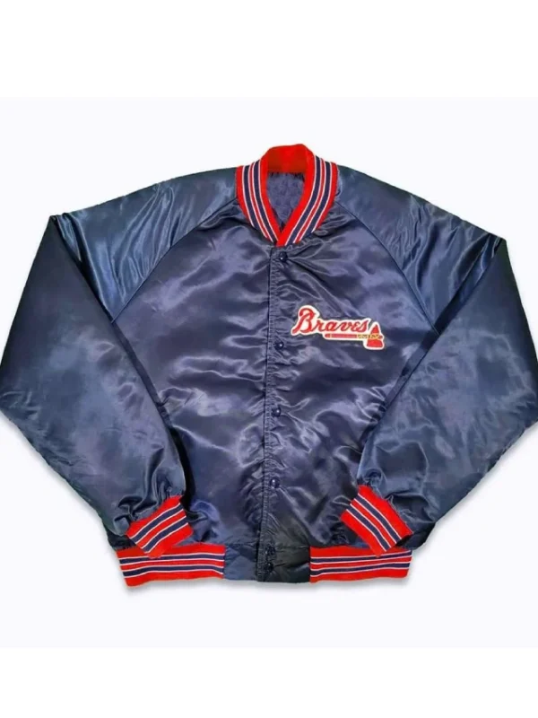 80’s Atlanta Braves Navy Bomber Satin Jacket