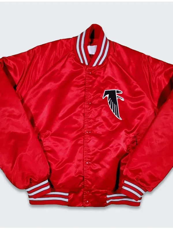 80s Atlanta Falcons Red Bomber Satin Jacket