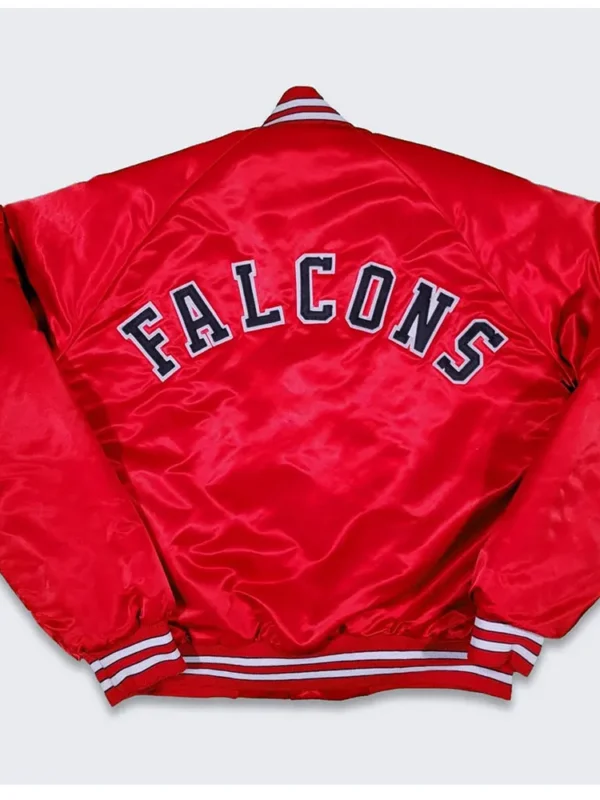 80s Atlanta Falcons Red Bomber Satin Jacket