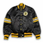 80s Boston Bruins Bomber Black Satin Jacket