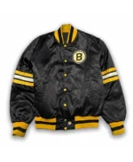 80s Boston Bruins Bomber Black Satin Jacket