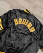 80s Boston Bruins Bomber Black Satin Jacket