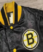 80s Boston Bruins Bomber Black Satin Jacket