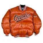 90’s Baltimore Orioles Orange Satin Puffer Jacket