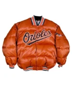 90’s Baltimore Orioles Orange Satin Puffer Jacket