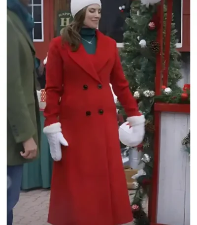 A Christmas Angel Match Meghan Ory Red Wool Coat