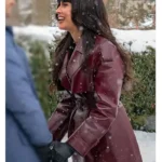 A Merry Little Ex-Mas Jameela Jamil Leather Coat