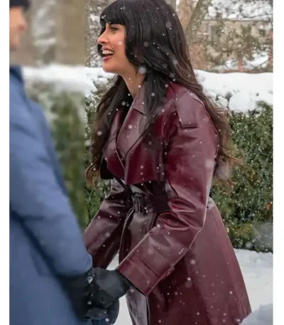 A Merry Little Ex-Mas Jameela Jamil Leather Coat