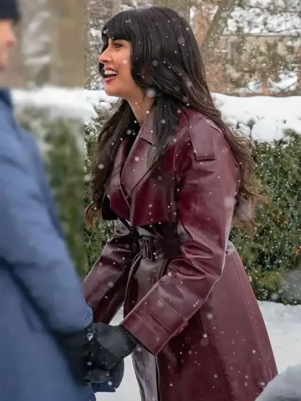A Merry Little Ex-Mas Jameela Jamil Leather Coat