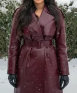 A Merry Little Ex-Mas Jameela Jamil Leather Coat