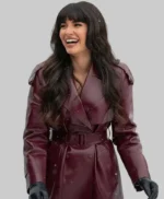 A Merry Little Ex-Mas Jameela Jamil Leather Coat
