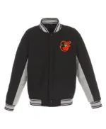 Accent Baltimore Orioles Black and Gray Wool Varsity Jacket
