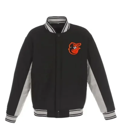 Accent Baltimore Orioles Black and Gray Wool Varsity Jacket