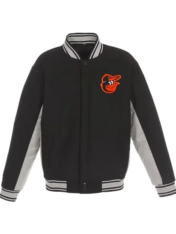 Accent Baltimore Orioles Black and Gray Wool Varsity Jacket