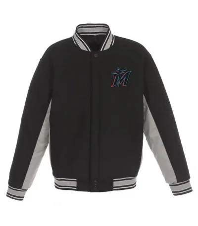 Accent Miami Marlins Varsity Black Wool Jacket