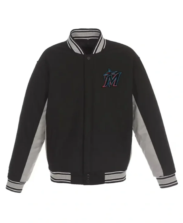 Accent Miami Marlins Varsity Black Wool Jacket