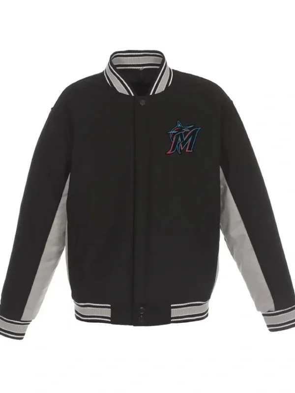Accent Miami Marlins Varsity Black Wool Jacket