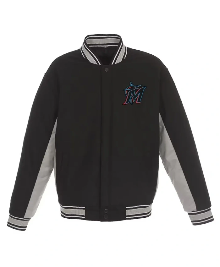 Accent Miami Marlins Varsity Black Wool Jacket Accent Miami Marlins Varsity Black Wool Jacket