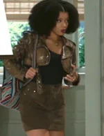 Ambyr Michelle Beyond the Gates Brown Crop Moto Jacket