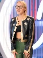 American Idol S24 Miyoko Stars Leather Jacket