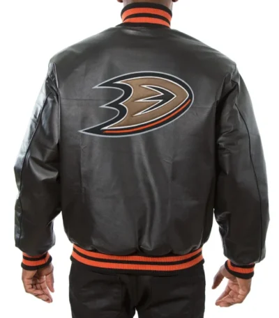 Varsity Anaheim Ducks Black Leather Jacket