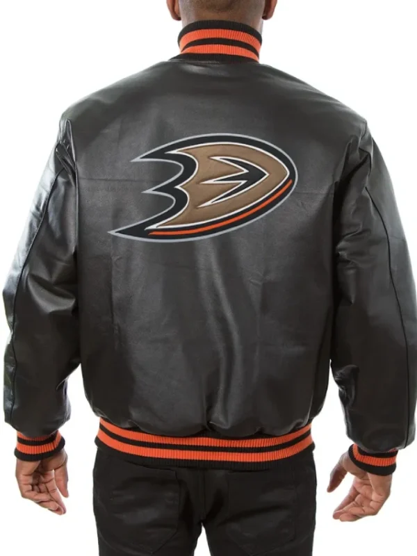 Varsity Anaheim Ducks Black Leather Jacket