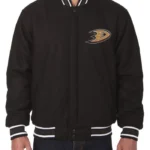 Anaheim Ducks Black Varsity Wool Jacket