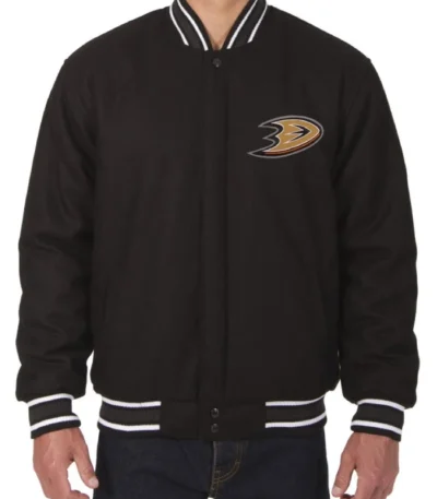 Anaheim Ducks Black Varsity Wool Jacket