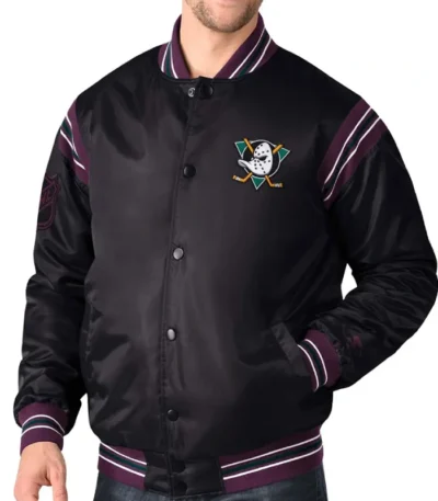 Anaheim Ducks Enforcer Black Satin Jacket