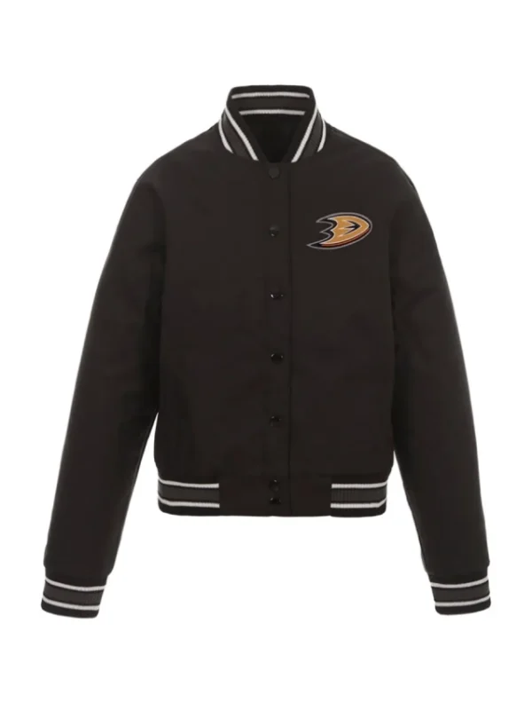 Anaheim Ducks Front Hit Poly Twill Black Jacket