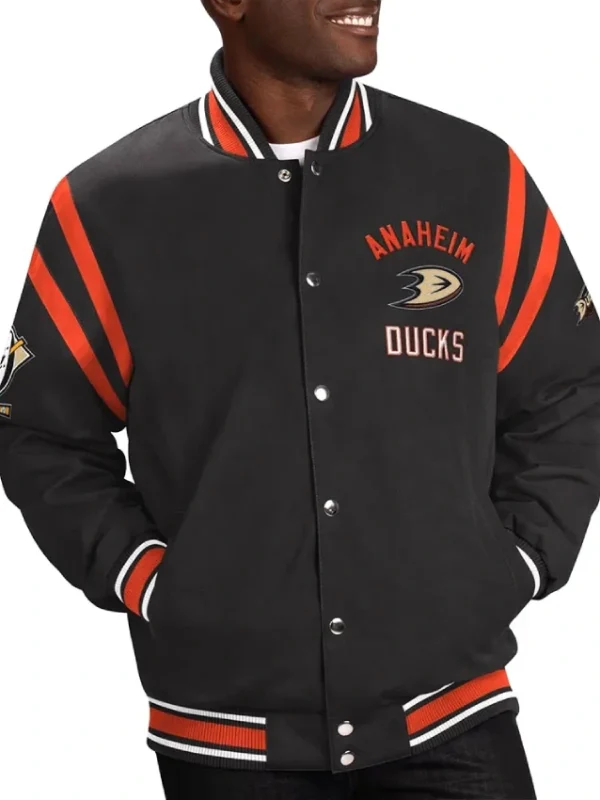 Anaheim Ducks Tailback Black Varsity Jacket