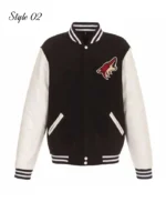 Arizona Coyotes Black Wool and Leather Varsity Jacket