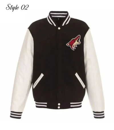 Arizona Coyotes Black Wool and Leather Varsity Jacket