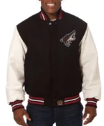 Arizona Coyotes Black and White Varsity Jacket