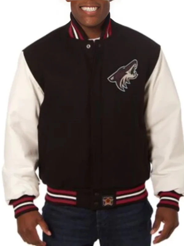 Arizona Coyotes Black and White Varsity Jacket