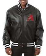 Arizona Diamondbacks Black Leather Varsity Jacket