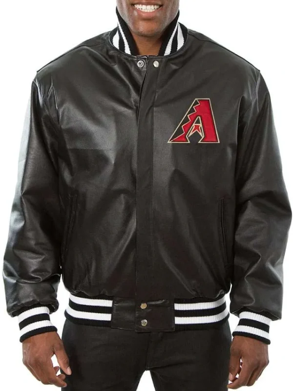 Arizona Diamondbacks Black Leather Varsity Jacket